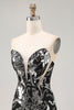 Load image into Gallery viewer, Sparkly Black Mirror Tight Short Strapless Homecoming Dress