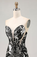 Load image into Gallery viewer, Sparkly Black Mirror Tight Short Strapless Homecoming Dress