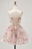 Load image into Gallery viewer, Sparkly Floral Pink Corset Beaded Short Homecoming Dress with Sequins