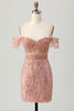 Load image into Gallery viewer, Dusty Rose Sparkly Corset Bodycon Short Homecoming Dress with Beading