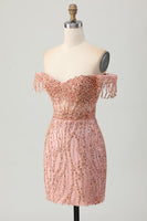 Load image into Gallery viewer, Dusty Rose Sparkly Corset Bodycon Short Homecoming Dress with Beading