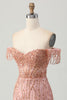 Load image into Gallery viewer, Dusty Rose Sparkly Corset Bodycon Short Homecoming Dress with Beading