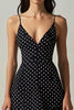 Load image into Gallery viewer, Boho Black and White A Line Spaghetti Straps Maxi Chiffon Polka Dot Dress