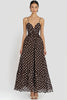 Load image into Gallery viewer, Chiffon Coffee and White Spaghetti Straps A Line Boho Maxi Polka Dot Dress