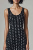 Load image into Gallery viewer, Black and White Chiffon Scoop Neck Midi A Line Polka Dot Dress