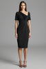 Load image into Gallery viewer, Royal Blue Bodycon Satin Asymmetrical Neck Midi Work Dress