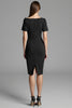 Load image into Gallery viewer, Navy Satin Bodycon Midi Work Dress with Sleeves