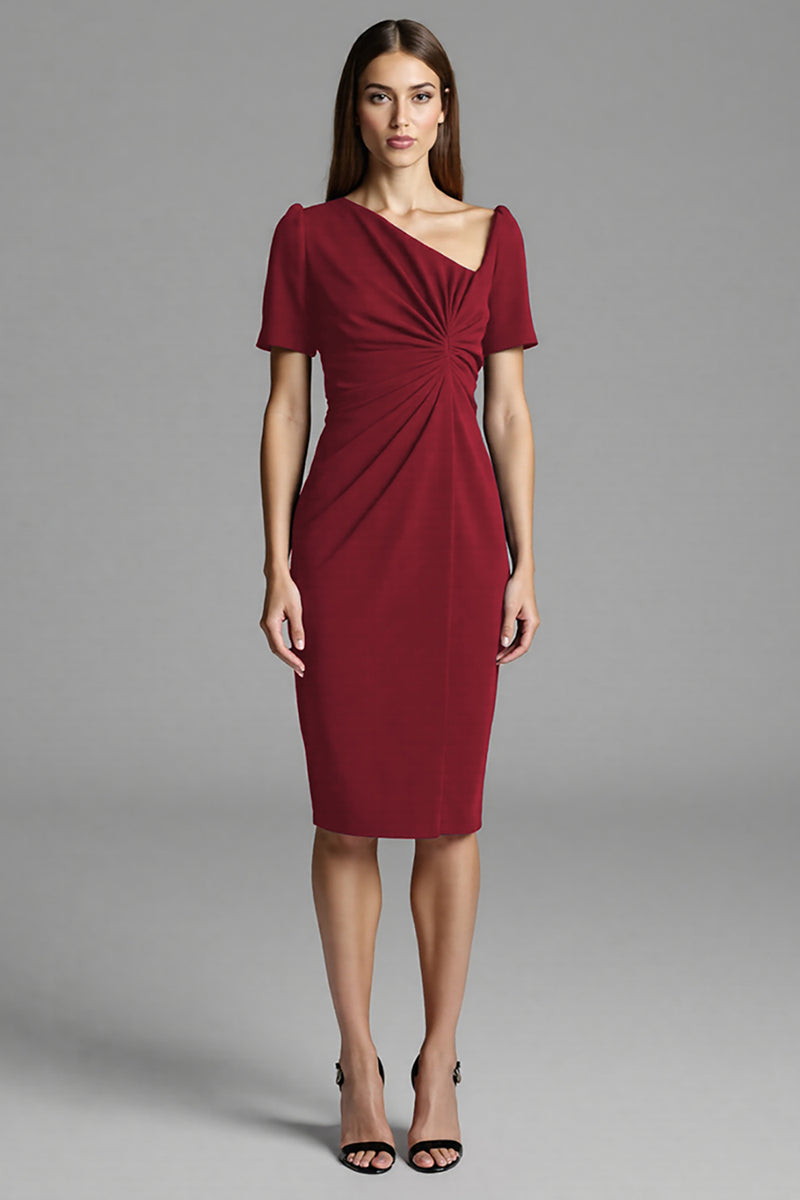 Load image into Gallery viewer, Navy Satin Bodycon Midi Work Dress with Sleeves