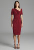 Load image into Gallery viewer, Royal Blue Bodycon Satin Asymmetrical Neck Midi Work Dress
