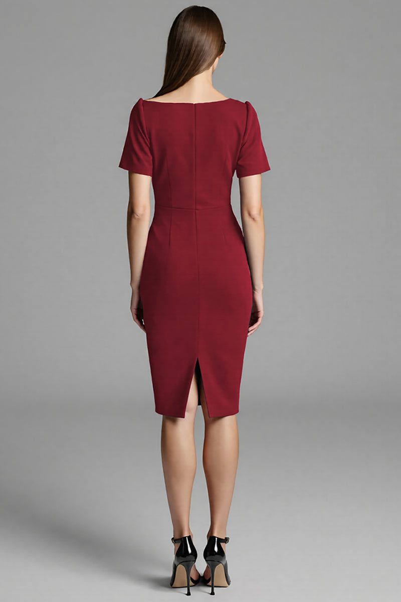 Load image into Gallery viewer, Navy Satin Bodycon Midi Work Dress with Sleeves