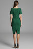 Load image into Gallery viewer, Royal Blue Bodycon Satin Asymmetrical Neck Midi Work Dress