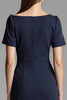 Load image into Gallery viewer, Navy Satin Bodycon Midi Work Dress with Sleeves