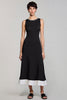 Load image into Gallery viewer, Black A Line Crew Neck Satin Work Dress