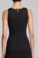 Load image into Gallery viewer, Black A Line Crew Neck Satin Work Dress