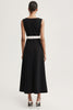 Load image into Gallery viewer, Black and White A Line Satin Midi Work Dress