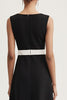 Load image into Gallery viewer, Black and White A Line Satin Midi Work Dress
