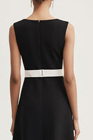 Load image into Gallery viewer, Black and White A Line Satin Midi Work Dress