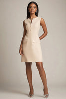 Load image into Gallery viewer, Champagne Bodycon Satin Short Work Blazer Dress with Pockets