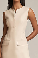 Load image into Gallery viewer, Champagne Bodycon Satin Short Work Blazer Dress with Pockets