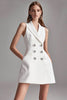 Load image into Gallery viewer, Ivory A Line Peak Lapel Satin Short Work Blazer Dress