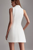 Load image into Gallery viewer, Ivory A Line Peak Lapel Satin Short Work Blazer Dress