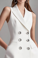 Load image into Gallery viewer, Ivory A Line Peak Lapel Satin Short Work Blazer Dress