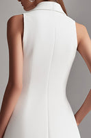 Load image into Gallery viewer, Ivory A Line Peak Lapel Satin Short Work Blazer Dress