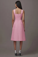 Load image into Gallery viewer, Pink Square Neck A Line Midi Work Dress with Pockets