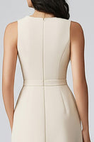 Load image into Gallery viewer, Champagne Sheath Satin V-Neck Midi Work Blazer Dress
