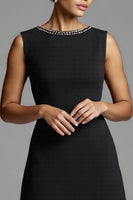 Load image into Gallery viewer, Black and White A Line Satin Midi Work Dress with Ruffles