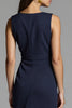 Load image into Gallery viewer, Navy Bodycon Satin Ruched Midi Work Dress