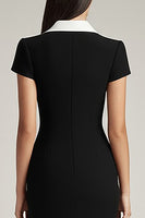 Load image into Gallery viewer, Black and White Bodycon Shawl Lapel Short Satin Work Blazer Dress