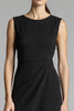 Load image into Gallery viewer, Black A Line Satin Midi Work Dress with Ruffles