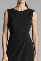 Load image into Gallery viewer, Black A Line Satin Midi Work Dress with Ruffles
