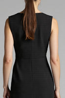 Load image into Gallery viewer, Black A Line Satin Midi Work Dress with Ruffles