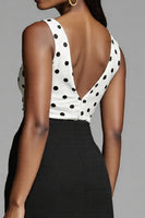 Load image into Gallery viewer, Black and White Bodycon Polka Dots Satin Midi Work Dress with Slit