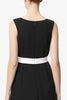 Load image into Gallery viewer, Black and White Satin A Line Long Work Dress