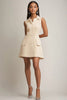 Load image into Gallery viewer, Champagne A Line Satin Collar Neck Short Work Dress