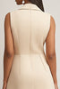 Load image into Gallery viewer, Champagne A Line Satin Collar Neck Short Work Dress