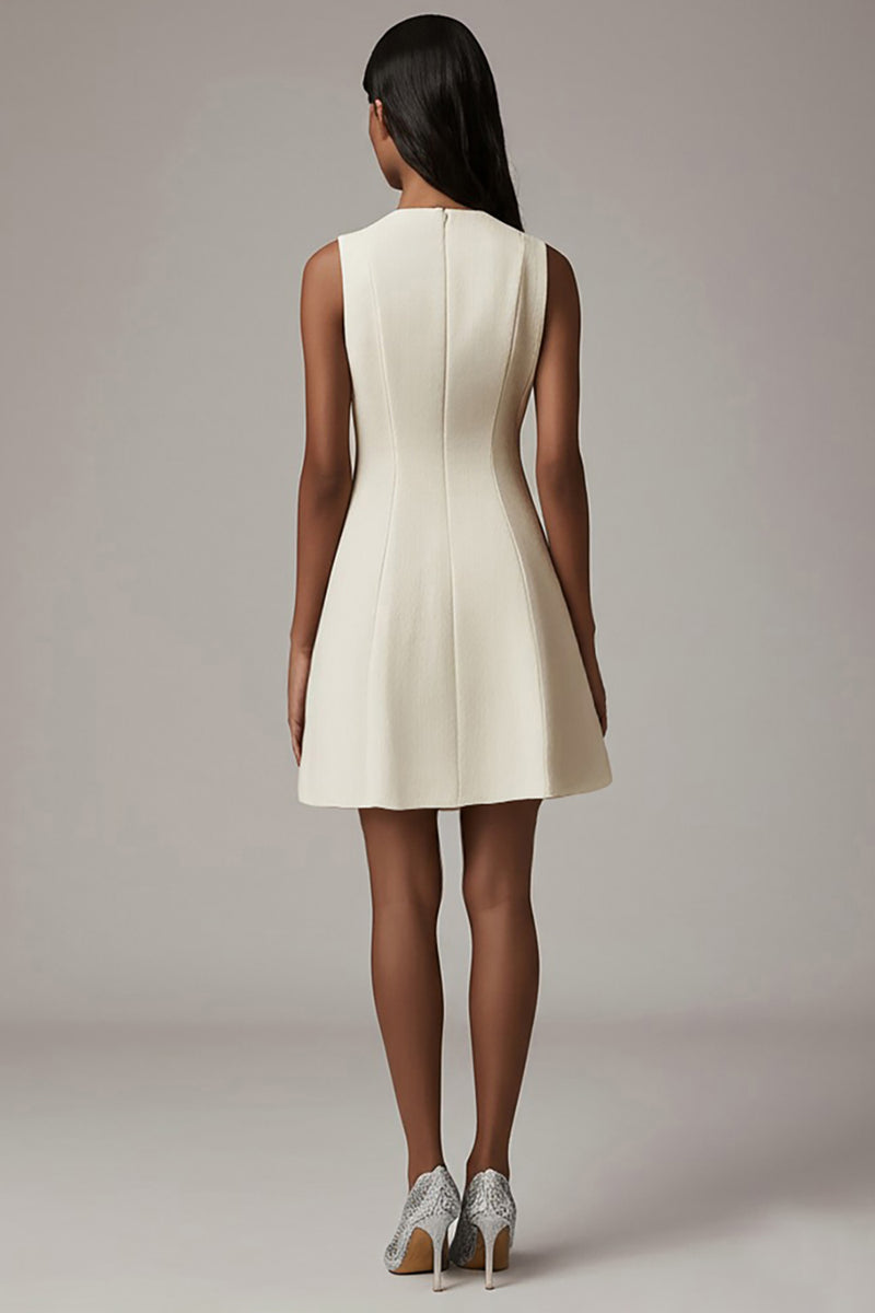 Load image into Gallery viewer, Ivory Satin A Line Short Work Blazer Dress with Pockets