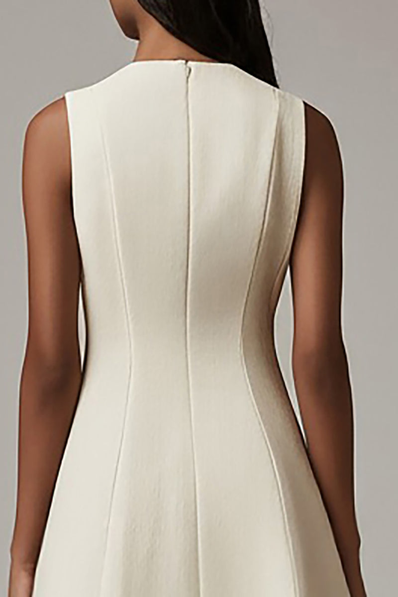 Load image into Gallery viewer, Ivory Satin A Line Short Work Blazer Dress with Pockets