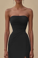 Load image into Gallery viewer, Elegant Black Sheath Chiffon Long Formal Dress with Slit