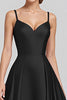 Load image into Gallery viewer, Black A Line Satin Spaghetti Straps Long Formal Dress
