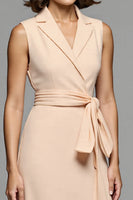 Load image into Gallery viewer, Champagne Satin A Line Notched Lapel Midi Work Blazer Dress