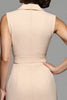 Load image into Gallery viewer, Champagne Satin A Line Notched Lapel Midi Work Blazer Dress