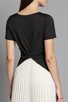 Load image into Gallery viewer, Black and White A Line Ruched Pleated Midi Satin Work Dress