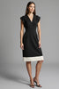 Load image into Gallery viewer, Black and White Satin Bodycon Midi Work Dress
