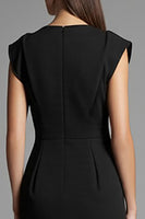 Load image into Gallery viewer, Black and White Satin Bodycon Midi Work Dress