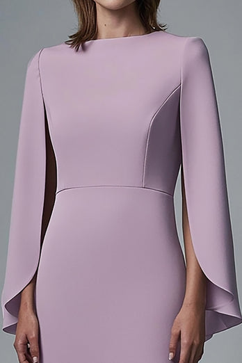 Wisteria Satin Bodycon Midi Work Dress with Sleeves