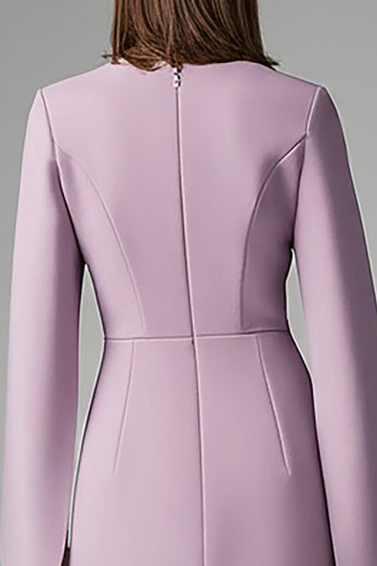 Wisteria Satin Bodycon Midi Work Dress with Sleeves
